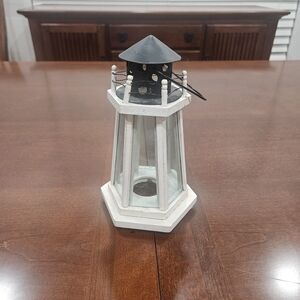 White and Black Lighthouse Candle Holder